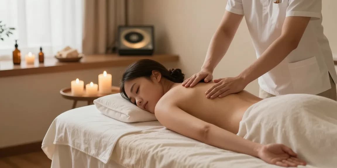 출장마사지 서비스를 준비하는 편안한 스파 환경과 마사지 테이블