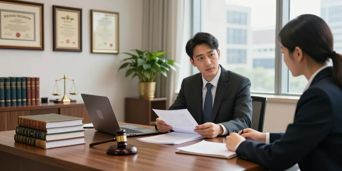 Get more information about legal services in a welcoming law office consultation scene.