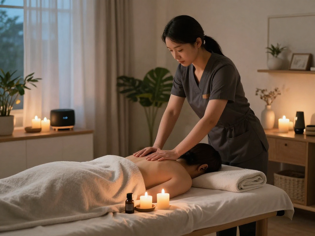 송파출장안마 home massage service promoting relaxation with soothing ambiance and professional care.