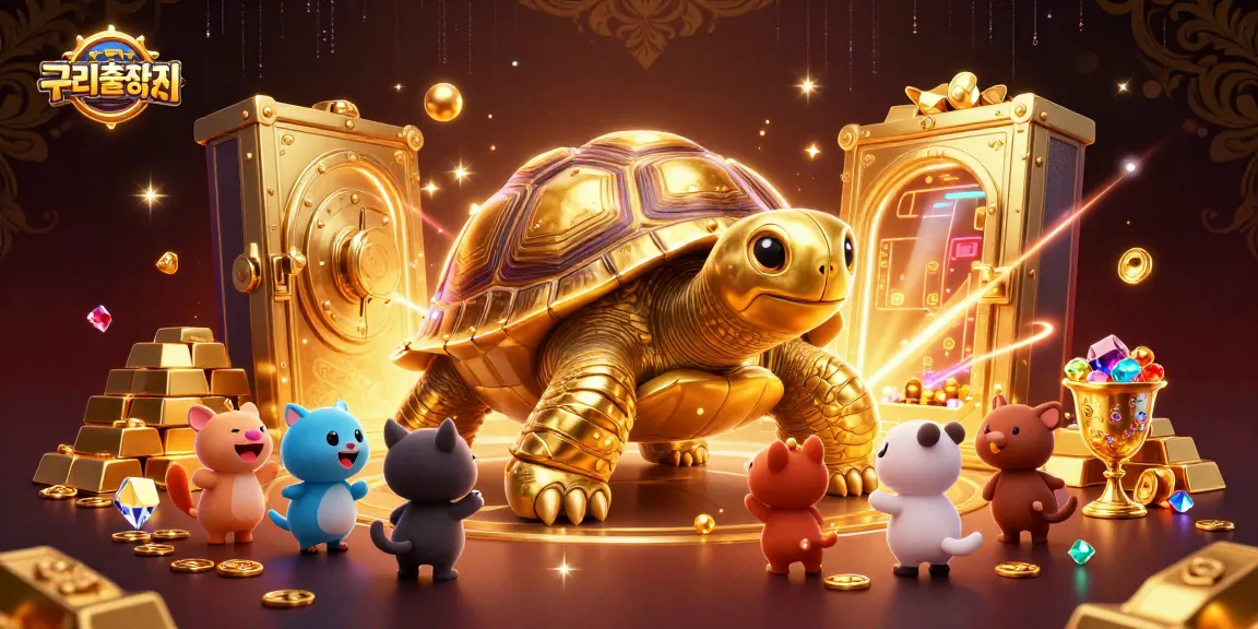 Experience the excitement of 구리출장마사지 with this vibrant 3D casino scene featuring a golden tortoise pinball machine.