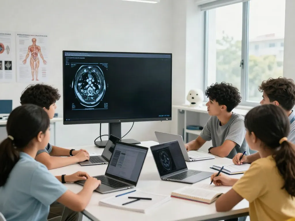 Students exploring radiology concepts through ROKOK88 materials using CT and MRI images.
