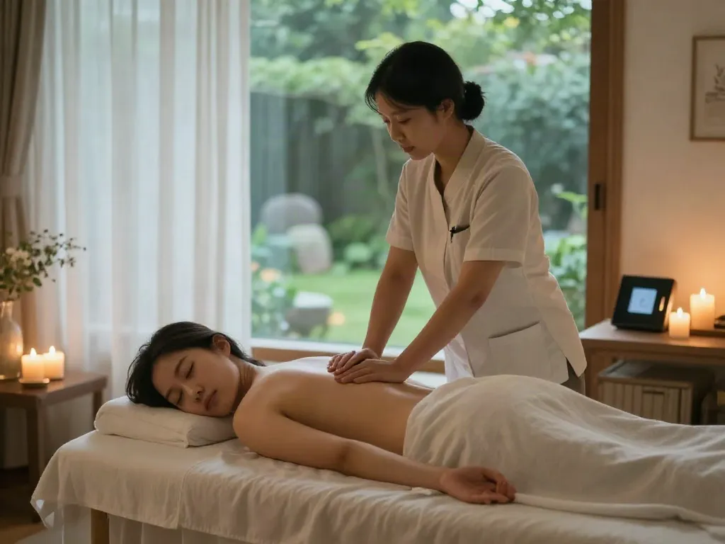 Experience revitalizing 강남출장마사지 in a calming home setting with massage therapy elements.