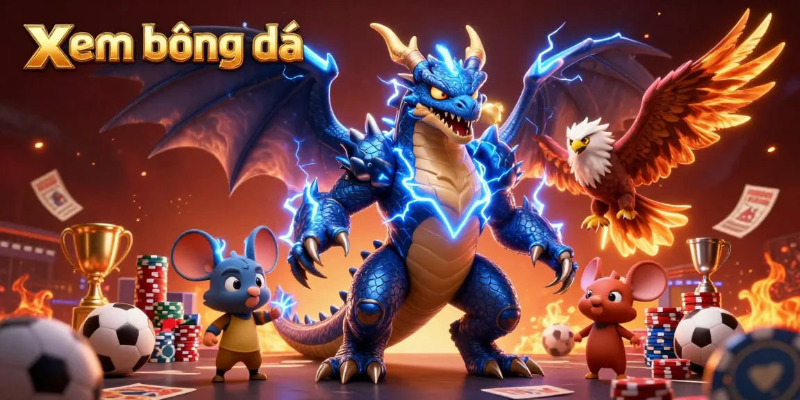 Experience xem bóng đá with our dynamic scene filled with sports elements and inviting characters.