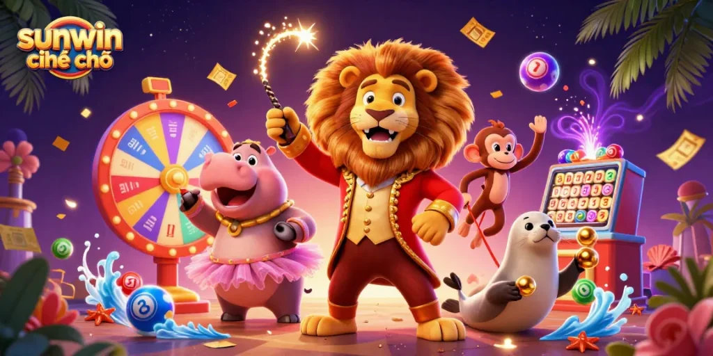 Experience the vibrant energy of sunwin chính chủ with a lively circus-themed gaming scene full of exciting elements.