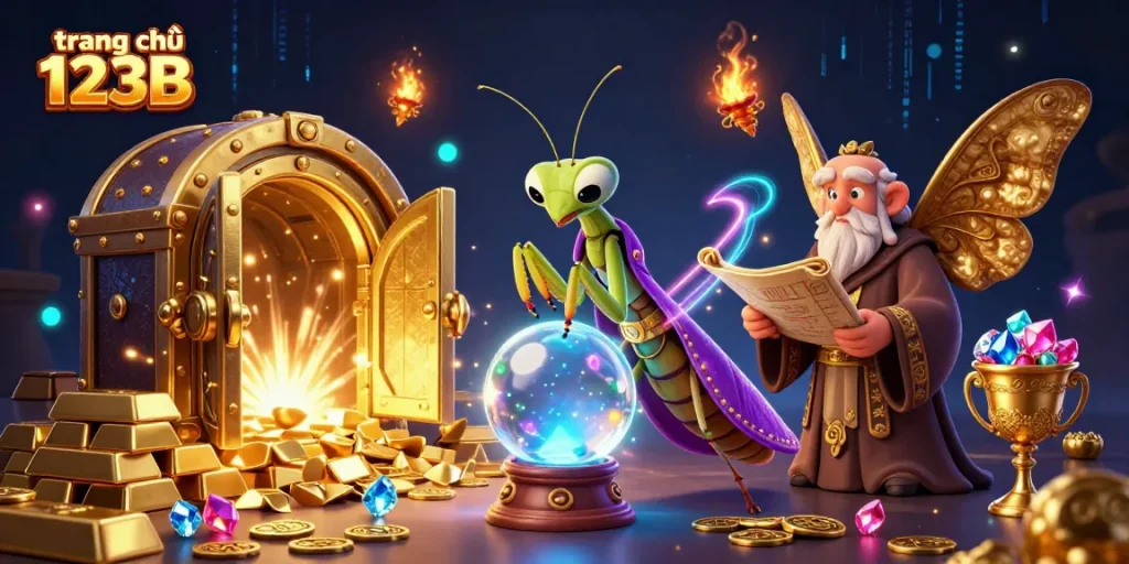 Spin and win at trang chủ 123B with vibrant treasures and magical fortune tellers